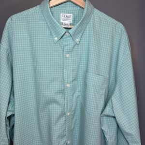 L.L. Bean Men's‎ Shirt Long Sleeve Button Front Traditional Fit XXL Green Check